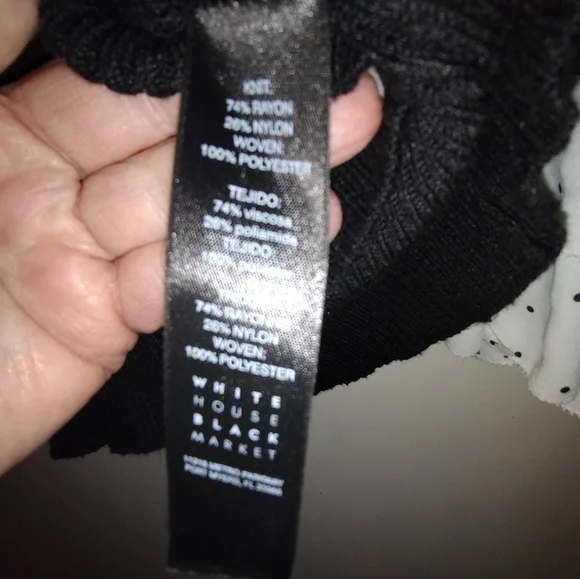 EUC White House Black Market ribbed sweater with polka dot ruffles size XS - Picture 4 of 5
